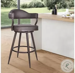 Justin Vintage Brown Faux Leather 30" Swivel Bar Stool