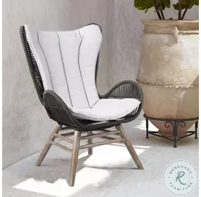 King Grey Cushion And Light Eucalyptus Wood Outdoor Lounge Chair