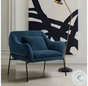 Karen Blue Velvet Modern Accent Chair