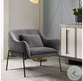 Karen Gray Velvet Modern Accent Chair