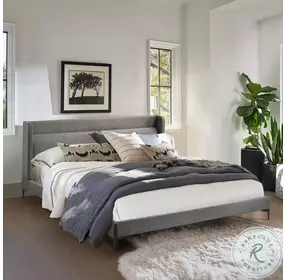 Legend Gray Fabric King Upholstered Platform Bed