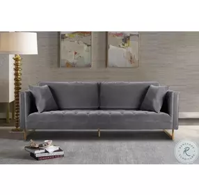 Lenox Gray Velvet Modern 90" Sofa