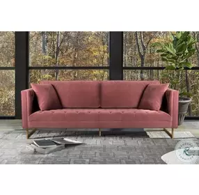 Lenox Pink Velvet Modern 90" Sofa