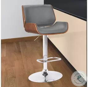 London Grey Faux Leather Adjustable Swivel Bar Stool