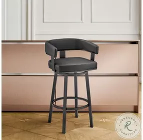 Lorin Black Swivel 30" Bar Stool