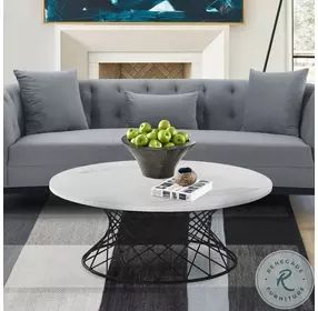 Loxley White Marble And Black Metal Coffee Table