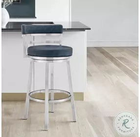 Madrid Blue Faux Leather 26" Swivel Counter Height Stool