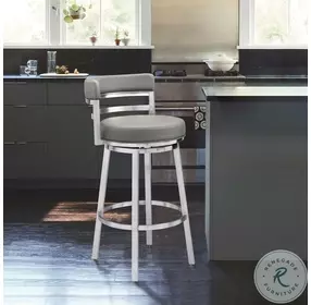 Madrid Grey Faux Leather 26" Swivel Counter Height Stool