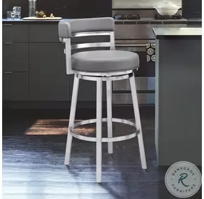Madrid Grey Faux Leather 30" Swivel Bar Stool