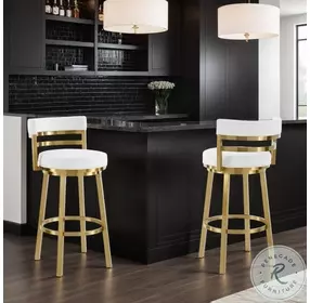 Madrid White Swivel Bar Stool