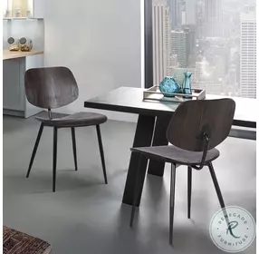 Miki Black And Walnut Mid Century Accent Dining Chair Set of 2