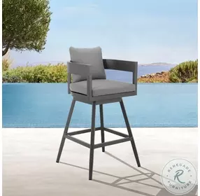 Menorca Gray Outdoor Patio Swivel Bar Stool