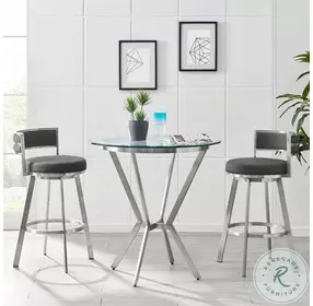 Naomi Glass And Brushed Stainless Steel Round Bar Table
