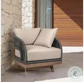 Orbit Taupe Performance Fabric Outdoor Patio Swivel Chair