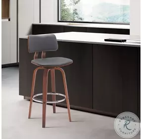 Pico Walnut And Gray 26" Swivel Counter Height Stool