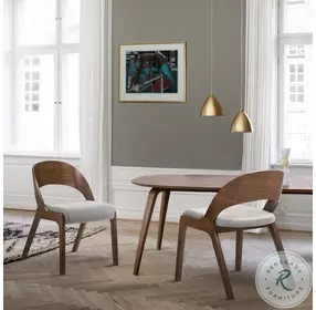 Polly Gray And Walnut Mid Century Upholstered Dining Chair Set of 2