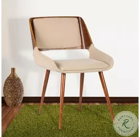 Panda Brown Fabric Mid Century Dining Chair