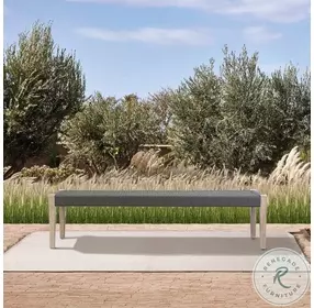 Rhett Light Eucalyptus and Charcoal Rope 71" Outdoor Dining Bench