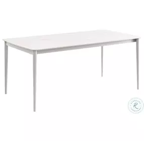 Rhodes Snowy Sintered Stone And Porcelain Outdoor Patio Rectangular Dining Room Set