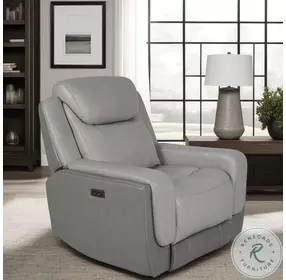 Rosalyn Silver And Gray Zero Gravity Power Recliner With Power Headrest