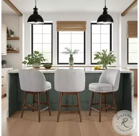 Sadie Taupe Upholstered Swivel 26" Counter Height Stool