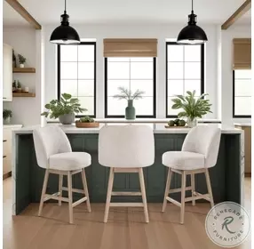 Sadie Ancient Stone Upholstered Swivel 26" Counter Height Stool