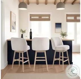 Sadie Ancient Stone Upholstered Swivel 30" Bar Stool