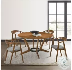 Santana Gray And Walnut Dining Chair With Black Metal Legs Set Of 2