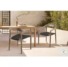 Santo Charcoal Rope And Teak Outdoor Stackable Dining Chair Set of 2