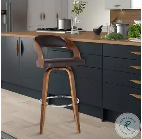 Shelly Brown Faux Leather 30" Swivel Bar Stool