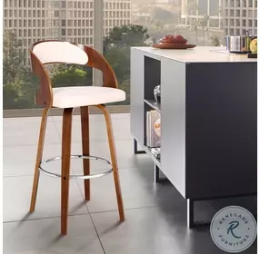 Shelly Cream Faux Leather 30" Swivel Bar Stool