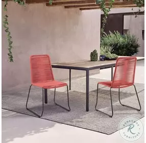 Shasta Brick Red Rope Outdoor Stackable Dining Chair Set of 2