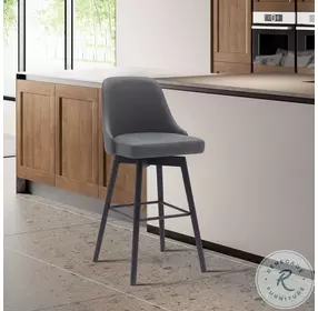 Sicily Gray And Black 30" Swivel Bar Stool