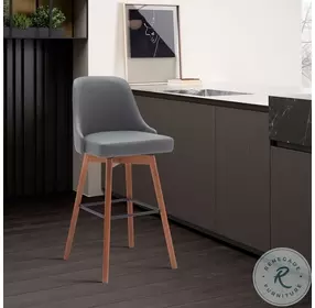 Sicily Gray And Walnut 30" Swivel Bar Stool