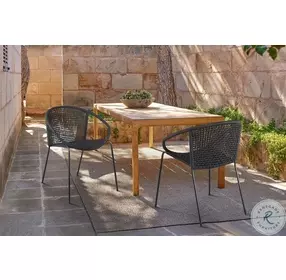 Snack Black Rope Outdoor Stackable Dining Chair Set of 2