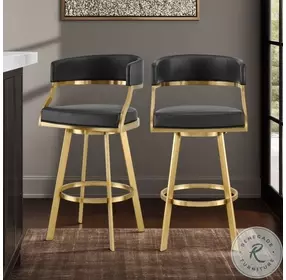 Saturn Black Swivel Bar Stool