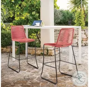 Shasta Brick Red Rope Stackable 30" Outdoor Bar Stool Set of 2