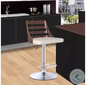 Storm Cream Faux Leather Adjustable Swivel Bar Stool