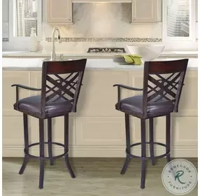 Tahiti Brown Faux Leather 30" Bar Stool with Arm