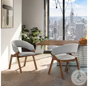 Talulah Gray Fabric And Walnut Veneer Dining Side Chair Set of 2