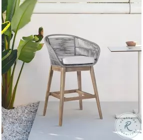 Tutti Frutti Light Eucalyptus Wood And Light Gray Outdoor Counter Height Stool