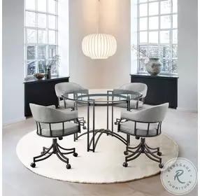 Tibet Vintage Gray Swivel Tilt Rolling Dining Chair