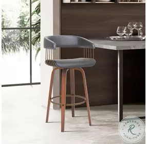 Topanga Walnut and Gray Swivel Bar Stool