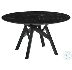 Venus Black Marble Mid Century Modern 54" Round Dining Room Set