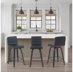 Vienna Brushed Black and Black Upholstered Swivel Counter Height Stool