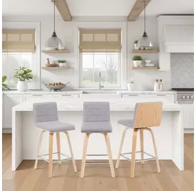 Vienna Oak and Gray Upholstered Swivel Counter Height Stool