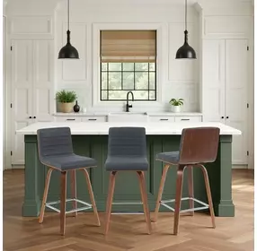 Vienna Walnut and Vintage Black Upholstered Swivel Counter Height Stool