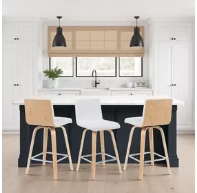 Vienna Oak and White Upholstered Swivel Counter Height Stool