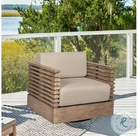 Vivid Brown Performance Fabric Outdoor Patio Swivel Chair