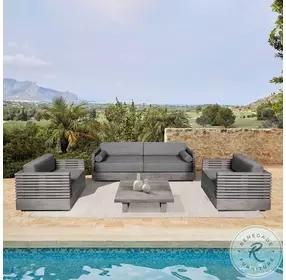 Vivid Light Gray Performance Fabric Outdoor Patio Sofa